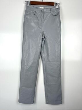 Aritzia Wilfred The Melina Pant Women’s Faux Leather Straight Leg Grey Size 0